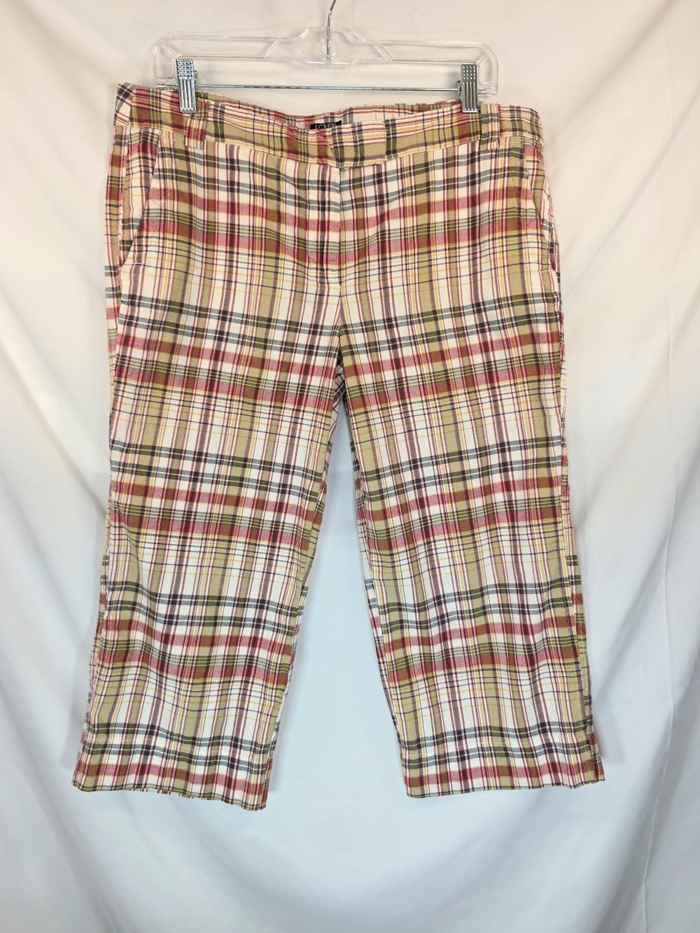 J.CREW Women's Boho Whimsigoth Coquette Casual Chic Plaid Cotton Capri Pants 12